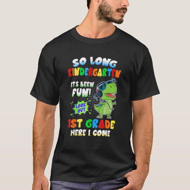 So Long Kindergarten Dinosaurier Ausblick aus 1. K T-Shirt (Vorderseite)