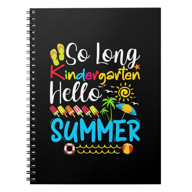 So Long Kindergarten Grad Hallo Sommer Notizblock (Vorderseite)