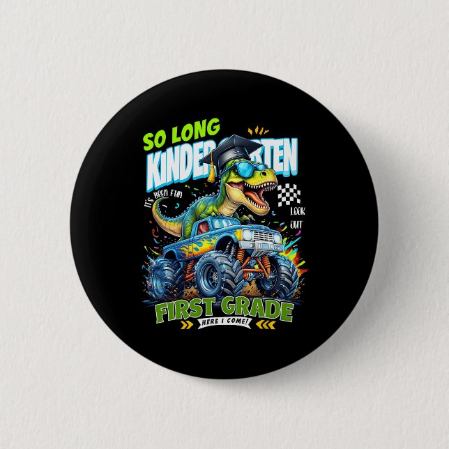 So Long Kindergarten Graduate Dinosaur 1st Grade H Button (Vorderseite)