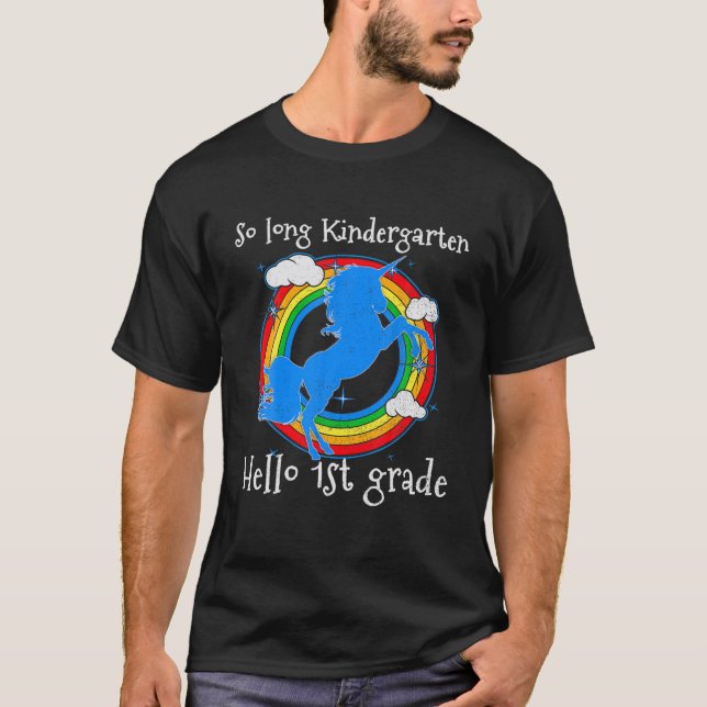 So Long Kindergarten Hallo 1St Grade Rainbow Unico T-Shirt (Vorderseite)