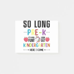 So Long Pre-K Kindergarten, ich komme! Vorschule Post-it Klebezettel