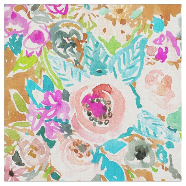 SO LUSCIOUS buntes Boho BlumenAquarell Stoff (Nahaufnahme)