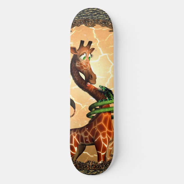 So lustige, niedliche Giraffe Skateboard (Vorderseite)