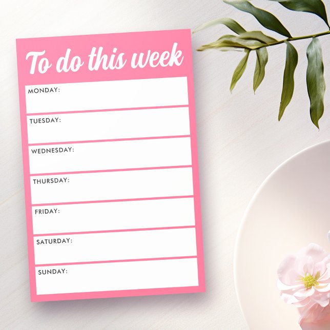 So machen Sie diese Woche rosa Wochenplaner Post-it Klebezettel (To do this week pink weekly planner post-it notes)