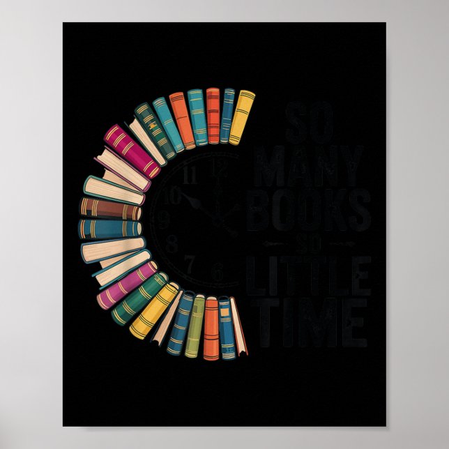 So Many Books Little Time, Retro Bookish Book Love Poster (Vorne)