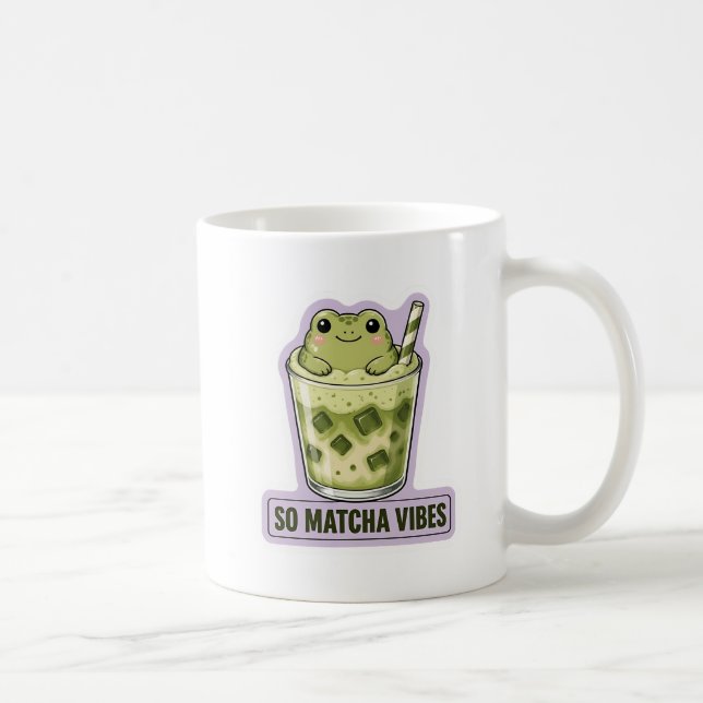 So Matcha Vibes Süßer Kawaii-Frosch-Meme Kaffeetasse (Rechts)