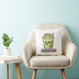 So Matcha Vibes Süßer Kawaii-Frosch-Meme Kissen