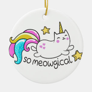 So Meowgical Niedlich Unicorn Kitty Glitzer Glitze Keramikornament