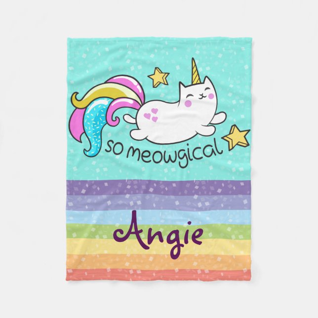 So Meowgical niedliche Unicorn Fleecedecke (Vorderseite)