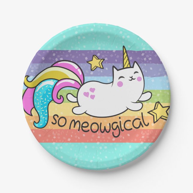 So Meowgical niedliche Unicorn Pappteller (Vorderseite)