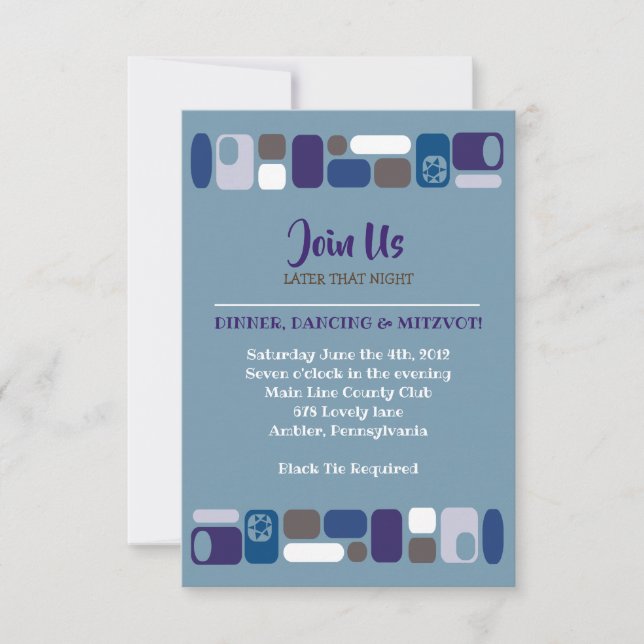 SO MOD Bar Bar Mitzvah Empfang Card Einladung (Vorderseite)