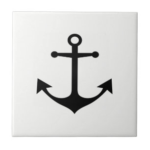 So nautical - Black Anchor auf der weißen Keramik  Fliese