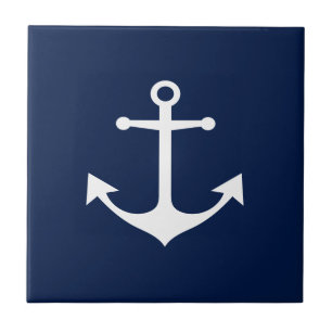 So nautical - White Anchor auf Blue Keramik Tile Fliese