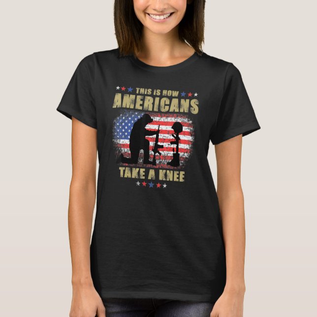 So nehmen Amerikaner Knie-Soldaten als Veteran T-Shirt (Vorderseite)