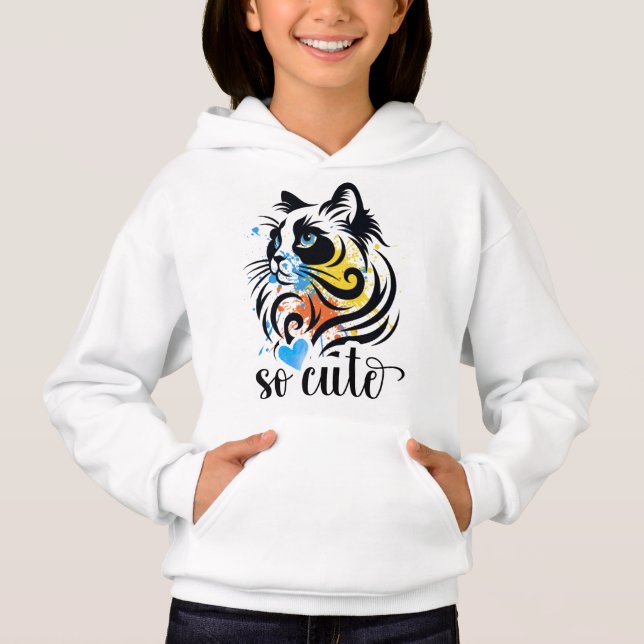 So Niedlich Cat Splash - farbenfrohe Frauen in der Hoodie (Vorderseite)