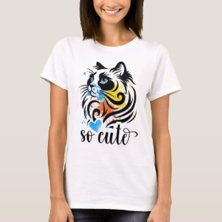 So Niedlich Cat Splash - Künstlerisch farbenfrohe  T-Shirt