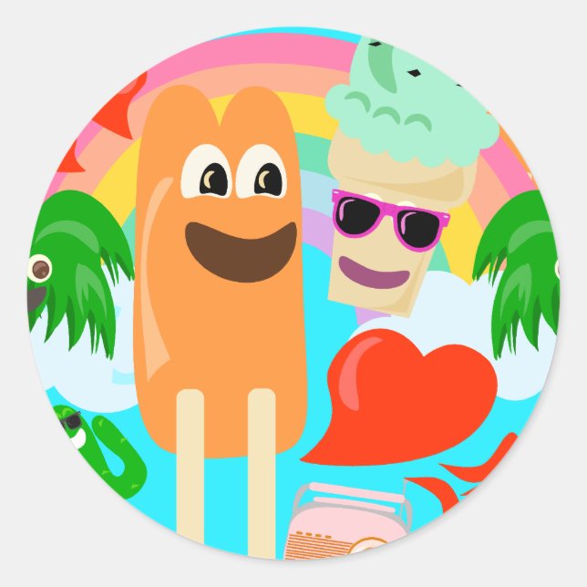 So Niedlich Sommer Liebe! Runder Aufkleber (Vorderseite)