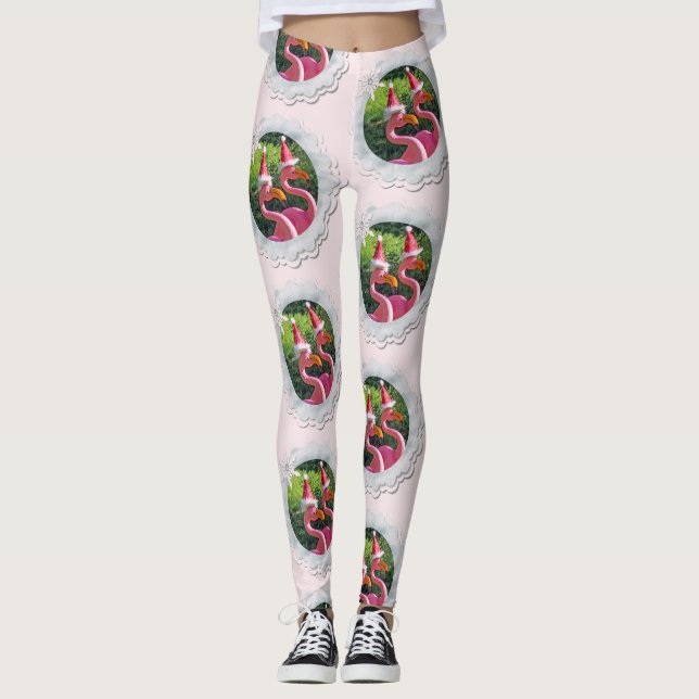 So niedlich Weihnachts Flamingo Leggings! Leggings (Vorderseite)