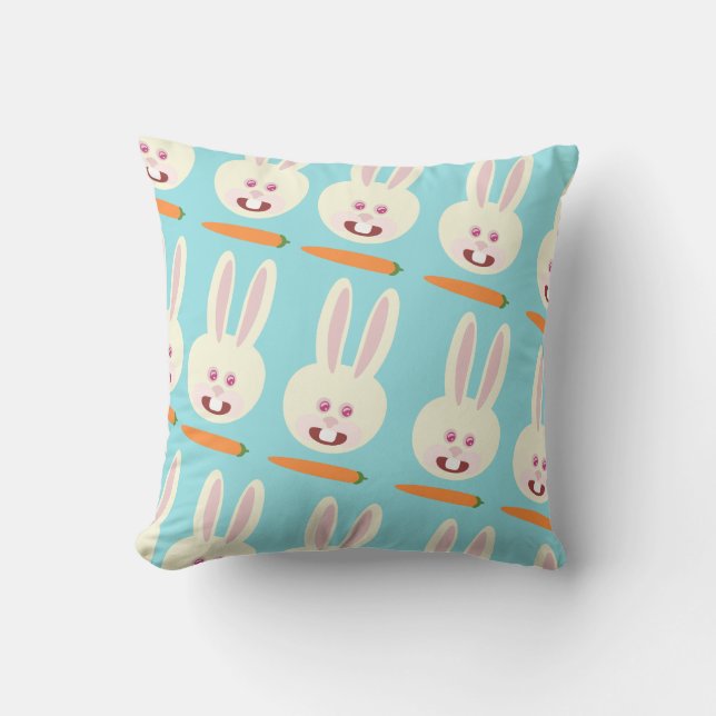 So Niedliche Bunnies und Carrot Pattern Cartoon Ar Kissen (Vorderseite)