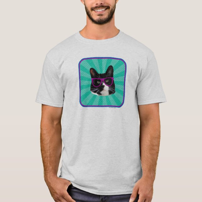 So Phantastisch Glasses Tuxedo Cat Fun Design T-Shirt (Vorderseite)