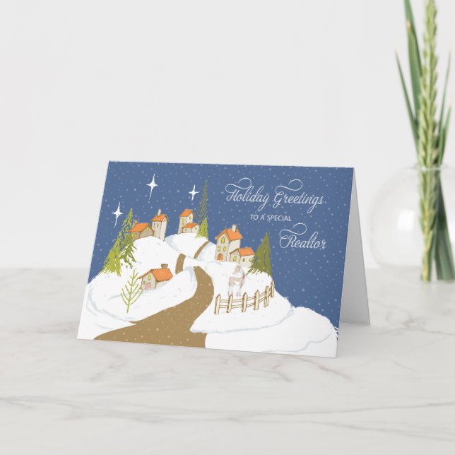 So realtor Weihnachten gemütliche Häuser im Schnee Karte (Vorderseite)