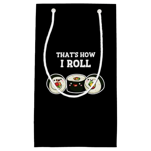 So Roll Funny Sushi Roll Pun Dark BG Kleine Geschenktüte (Vorderseite)
