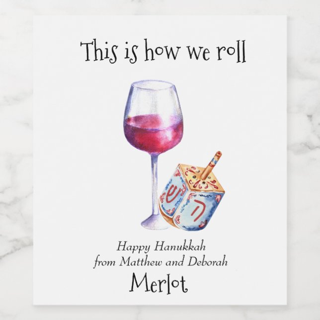 So Roll Hanukkah Funny Geschenkweine Weinetikett (Einzelnes Label)
