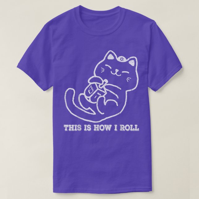 So Roll ich Dreidel Game Funny Juwish Cat M T-Shirt (Design vorne)