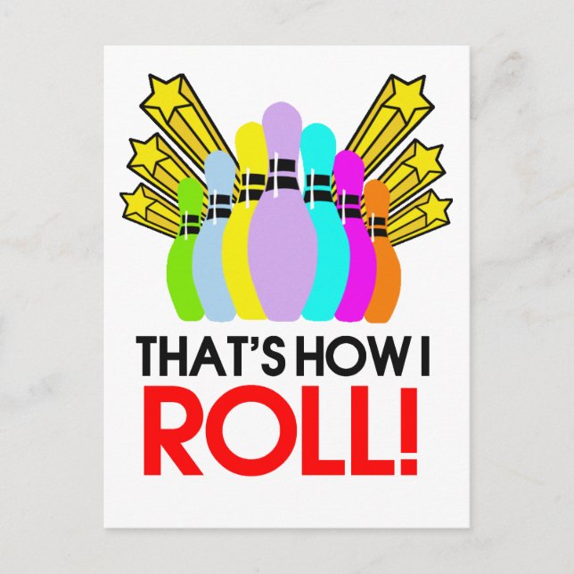 So Roll ich. Funny Bowling Postkarte (Vorderseite)
