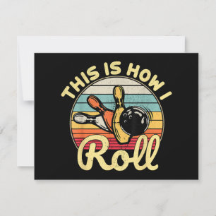 So Roll ich Retro Vintag Bowling Bowler Fu Feiertagskarte