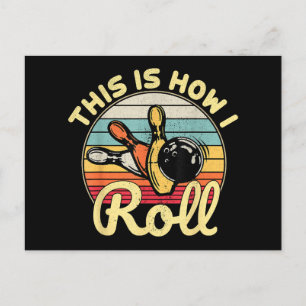 So Roll ich Retro Vintag Bowling Bowler Fu Feiertagspostkarte