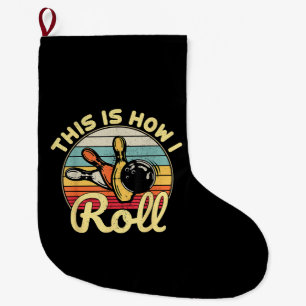 So Roll ich Retro Vintag Bowling Bowler Fu Großer Weihnachtsstrumpf