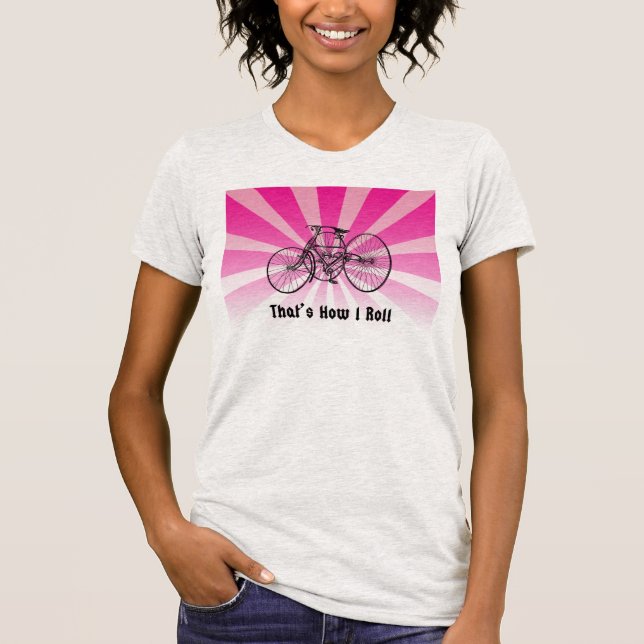 So Roll ich Vintag Tricycle T Shirt Pink (Vorderseite)