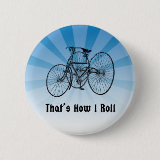 So Roll ich Vintagen Fahrrad Button Abzeichen Blue