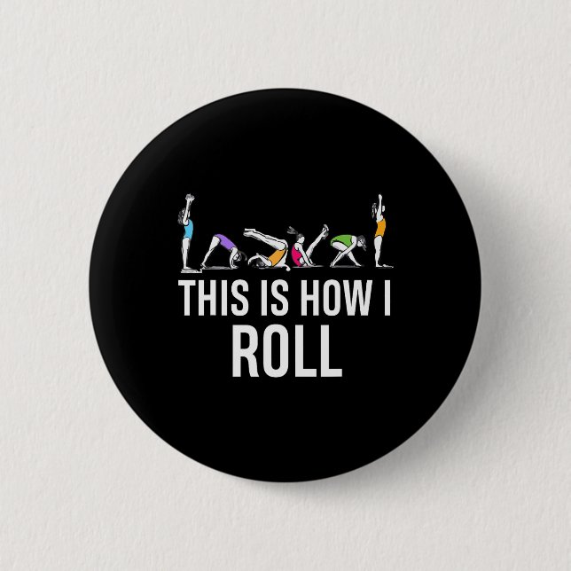 So rolle ich lustige Cheerleading-Turnerin Button (Vorderseite)