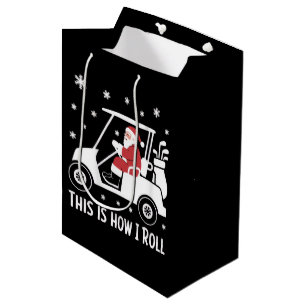 So rolle ich lustiger Weihnachtsmann fährt Golfcar Mittlere Geschenktüte