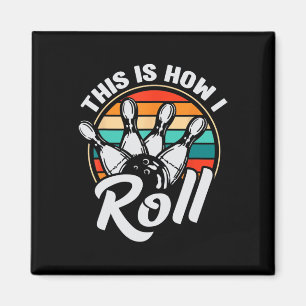 So rolle ich Retro-Bowling 60er 70er Bowler Fu Magnet