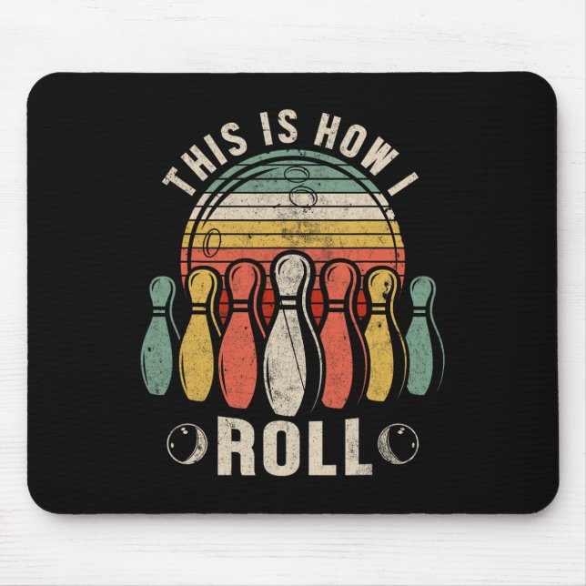 So rolle ich Retro-Bowling-Bowler Lustige Nove Mousepad (Vorne)