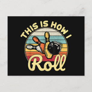 So rolle ich Retro Vintage Bowling Bowler Fu Begleitkarte