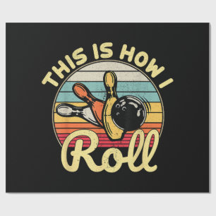 So rolle ich Retro Vintage Bowling Kugelspieler Fu Geschenkpapier