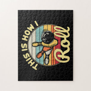 So rolle ich Retro Vintage Bowling Kugelstoßer Fu Puzzle