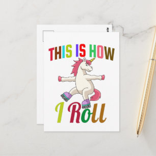 So rolle ich - Roller Skaten Unicorn Postkarte