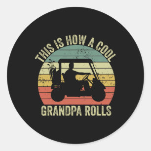 So rollt ein cooler Opa Vintage Golf Dad Runder Aufkleber