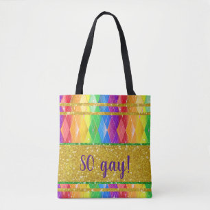 So schwul! Glitzer Regenbogen Gay Pride Raute Tasc