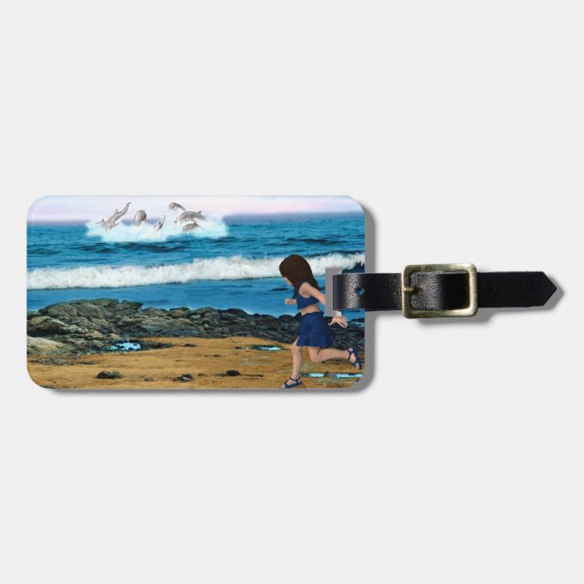 So sehen Sie die Delfine Gepäckanhänger (Vorderseite horizontal)