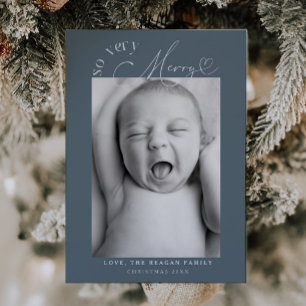So sehr frohe Weihnachten Slate Blue Birth Ankündigung