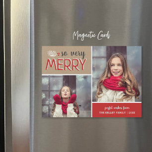 So sehr Merry 2 Foto Magnetic Holiday Card Magnetkarte
