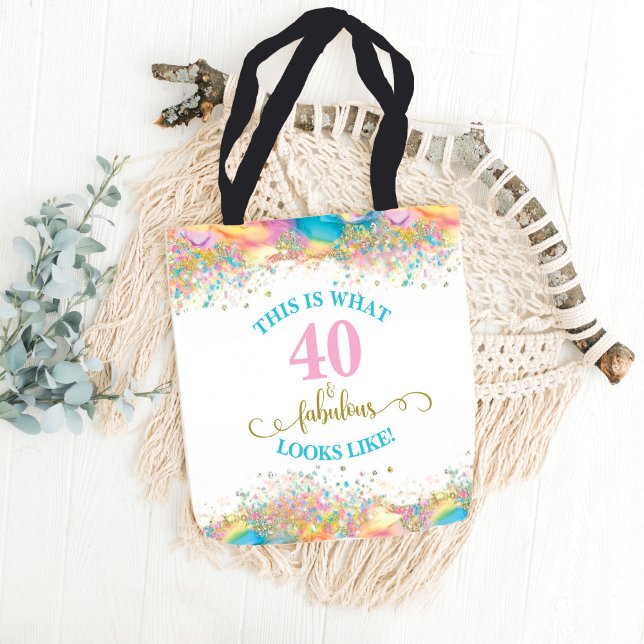 So sieht 40 und fabelhaft aus (Forty and Fabulous Tote Bag for 40th Birthday party or Gift)