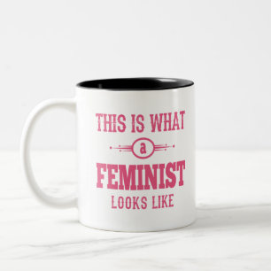 So sieht ein Feminist aus wie ein zweiteiliger Kaf Zweifarbige Tasse