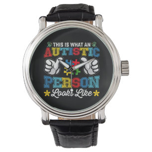 So sieht eine autistische Person mit Autismus aus Armbanduhr